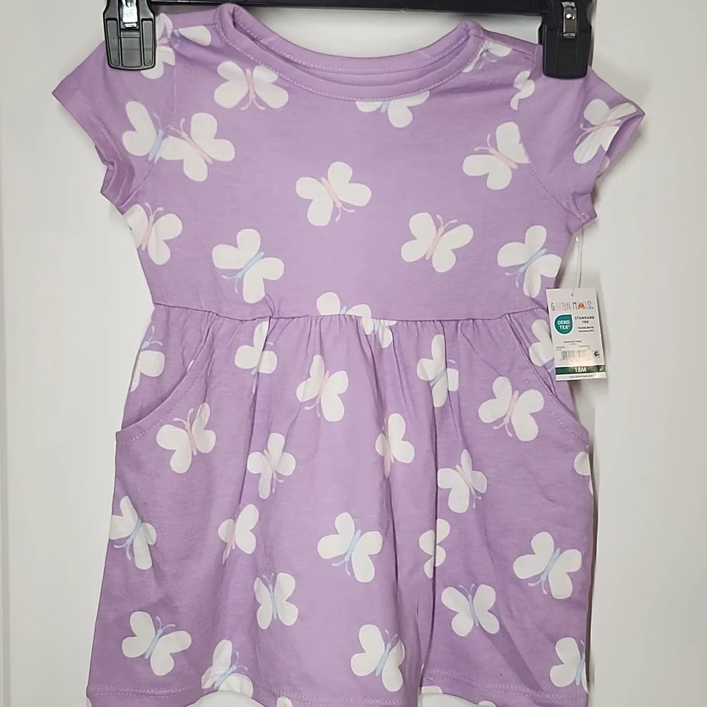 Garanimals Girls Purple Butterfly Skater Knit Dress Short Sleeve 18M NWT